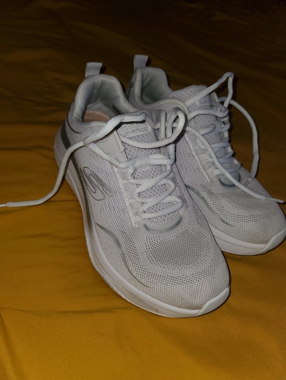 Skechers Women's White Mesh Lace-Up Athletic Sneakers